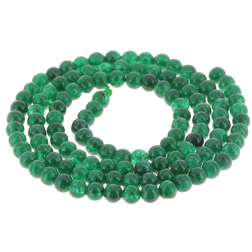 Perle rotonde da 3,5 mm in pietra gemma - Giada colorata - Verde scuro x38 cm