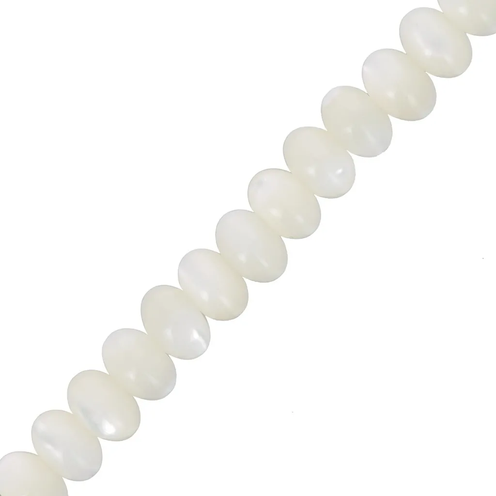 Perle rotonde - Heishi in madreperla colorata 6x4 mm - Avorio x39cm