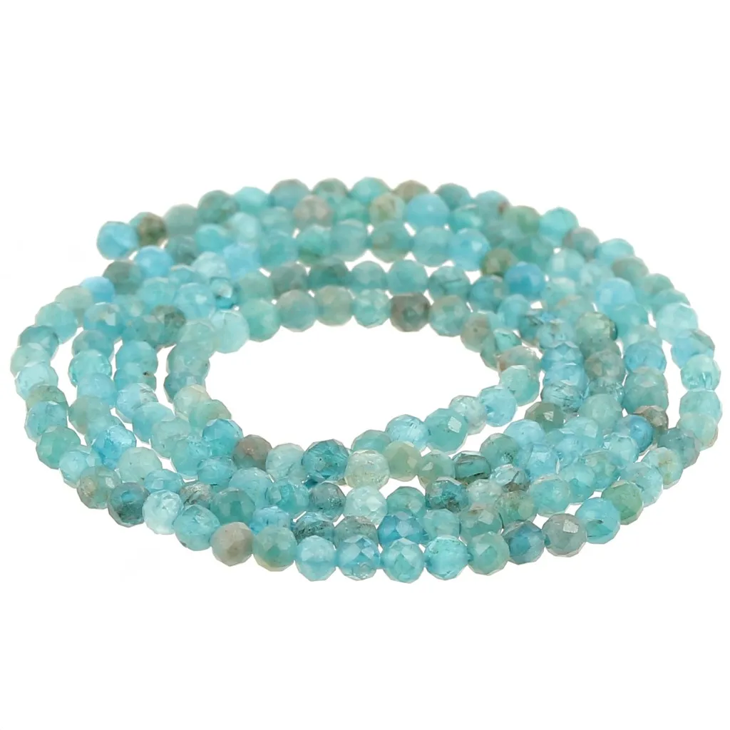 Perle sfaccettate rotonde da 2 mm in pietra semipreziosa - Apatite x40cm