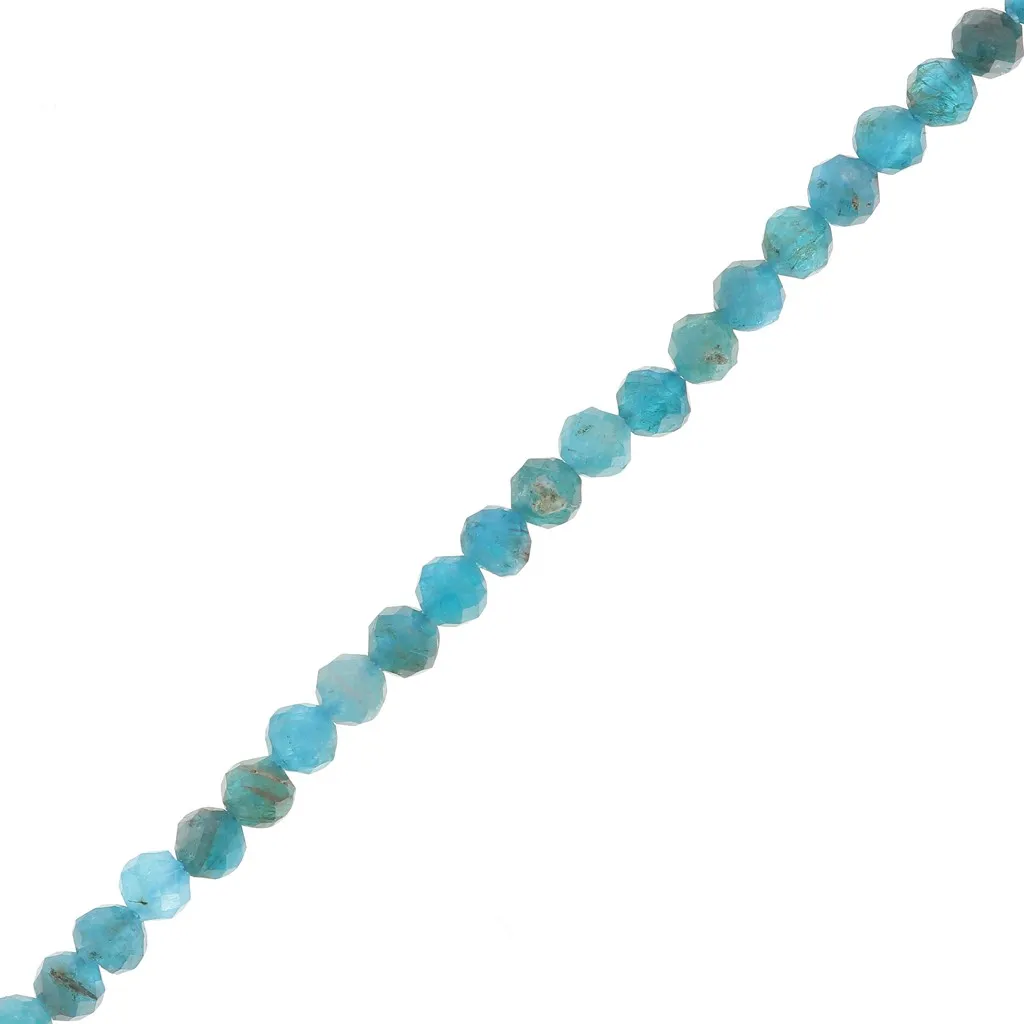 Perle sfaccettate rotonde da 3 mm in pietra semipreziosa - Apatite x38,5 cm