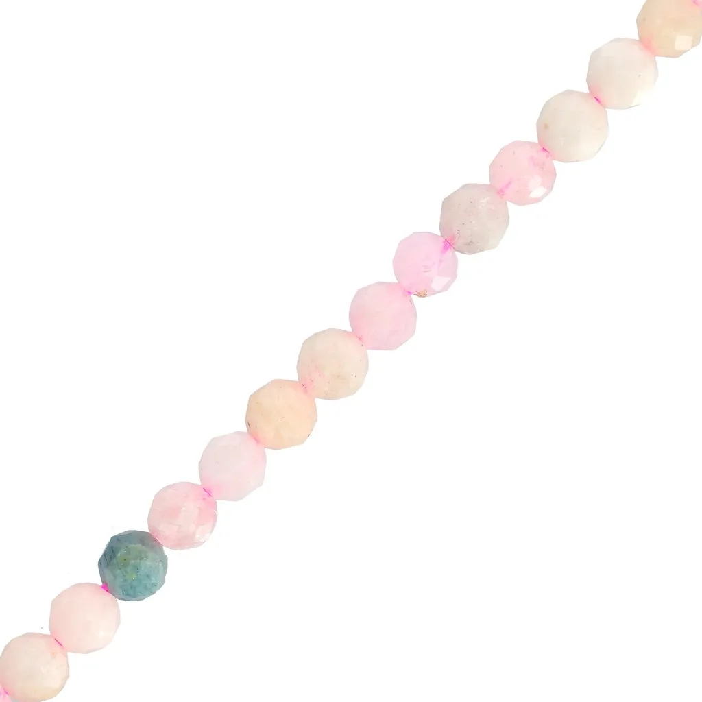 Perle sfaccettate rotonde da 4,5 mm in pietra semipreziosa - Morganite x38cm