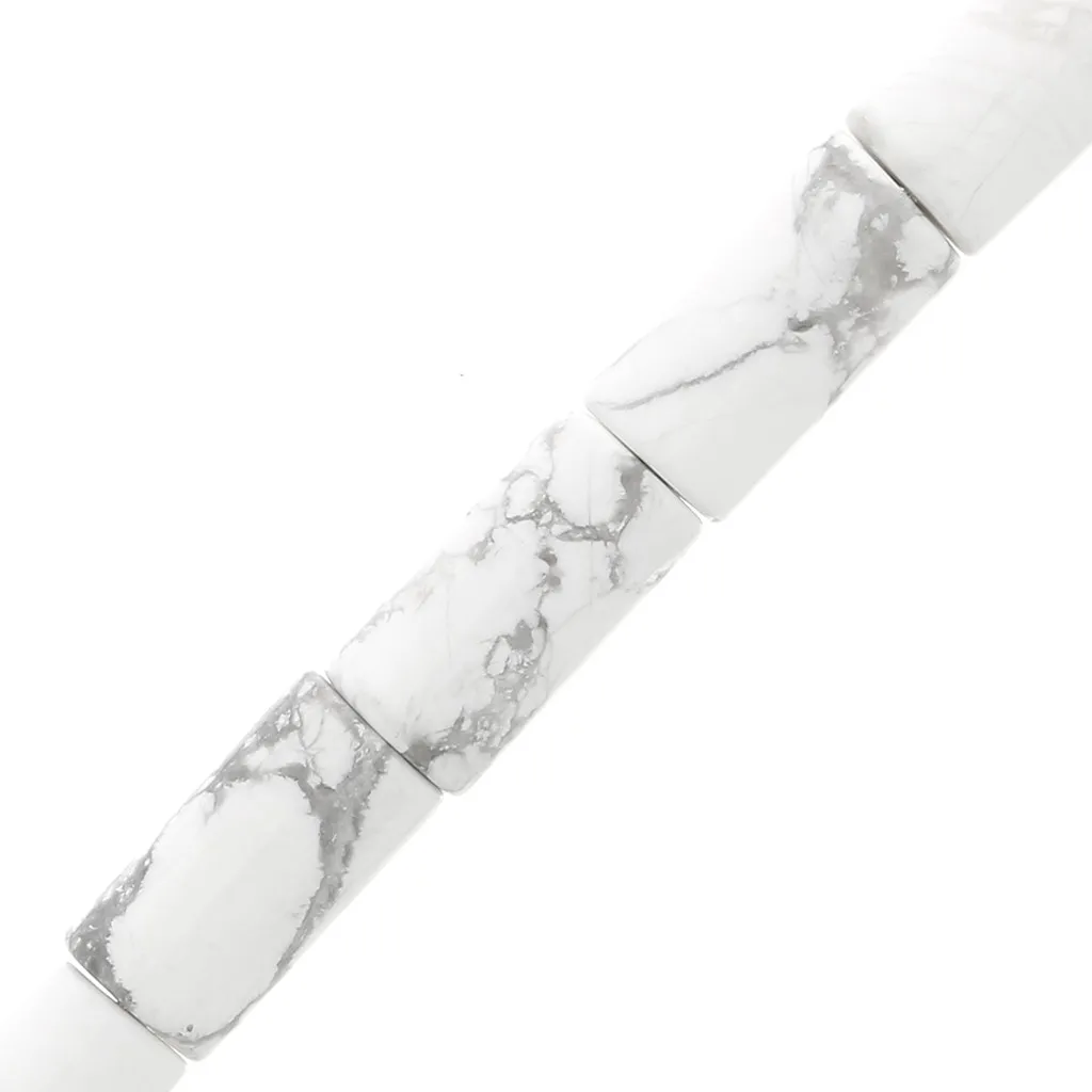 Perle tubi in pietra gemma 10x5 mm - Howlite x5