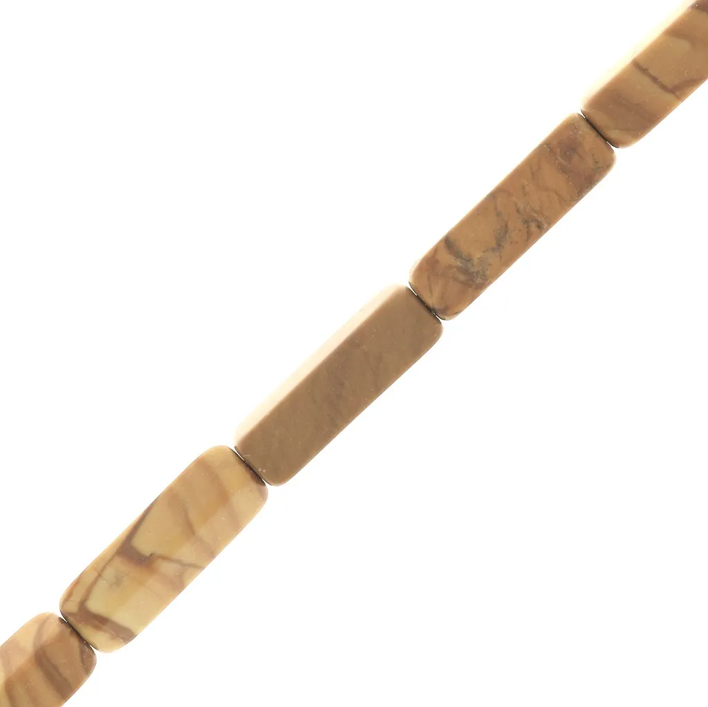 Perle tubi in pietra gemma 13x4 mm - Diaspro legno x40cm