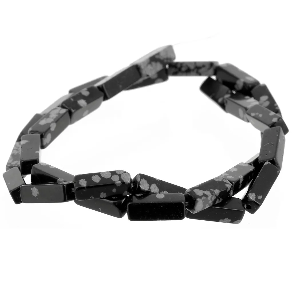 Perle tubi in pietra gemma 13x4 mm - ossidiana maculata x40cm