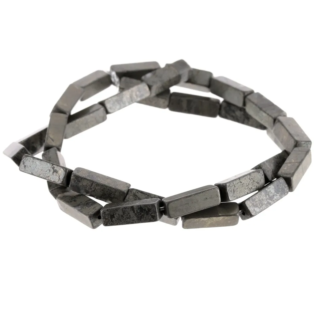 Perle tubi in pietra gemma 13x4 mm - Pirite x40cm