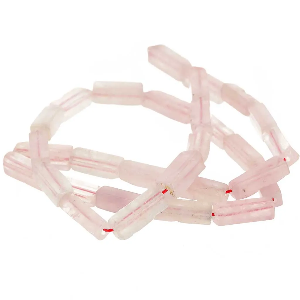 Perle tubi in pietra gemma 13x4 mm - Quarzo rosa x40cm