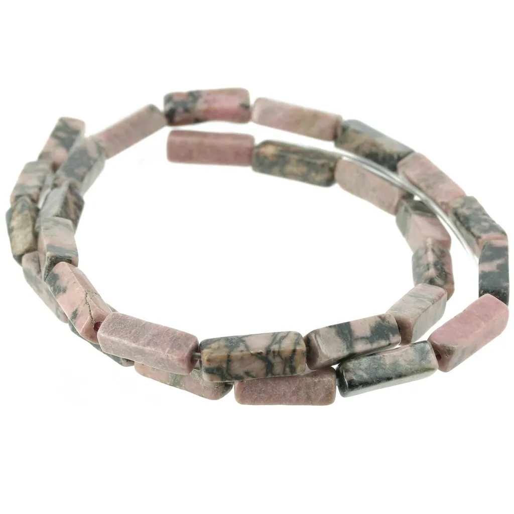 Perle tubi in pietra gemma 13x4 mm - Rodonite x40cm