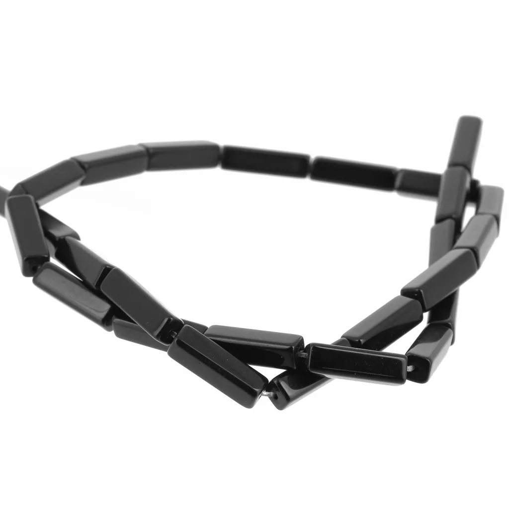 Perle tubi in pietra gemma 14x4 mm - Agata Nera x40cm