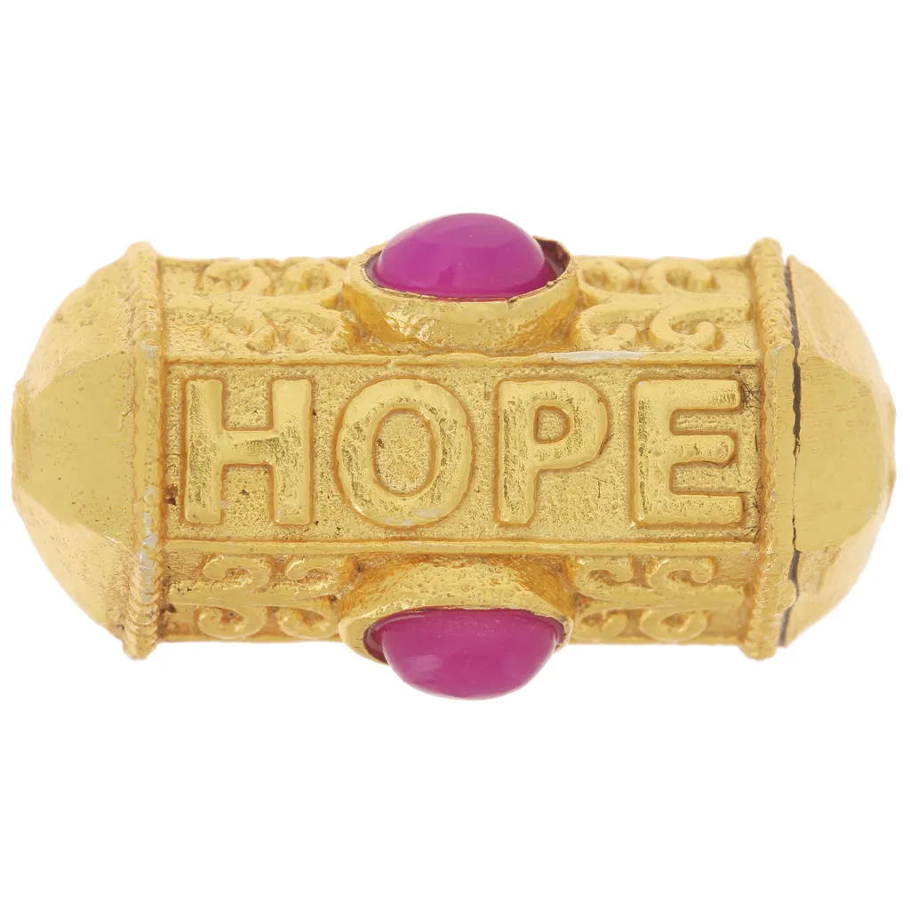 Perlina cilindrica HOPE 25x12 mm in pietra semipreziosa - Dorato con oro fino - Calcedonio rosa