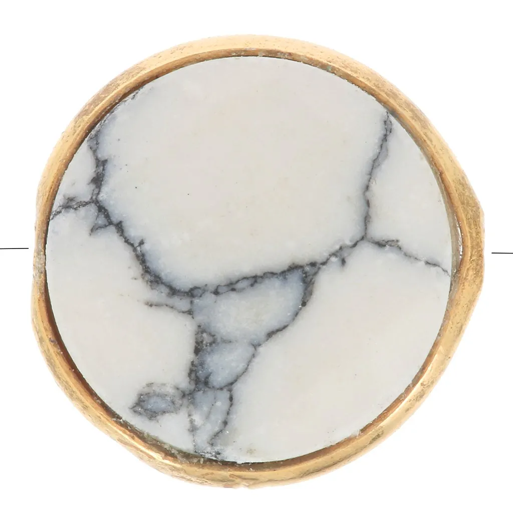 Perlina rotonda sfaccettata 9 mm - Argento 925 dorato - Howlite