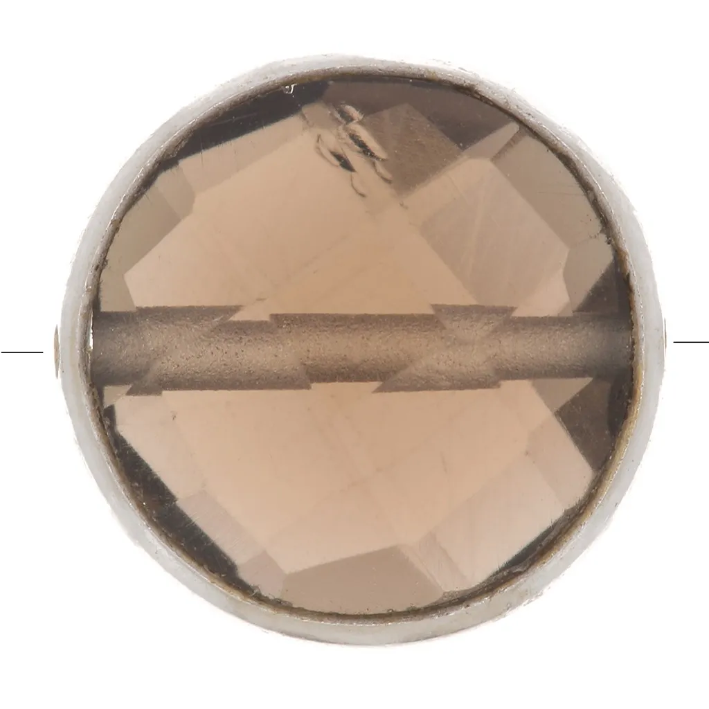 Perlina sfaccettata 9 mm Pietra semi preziosa- Argento 925 - Quarzo fumé x1