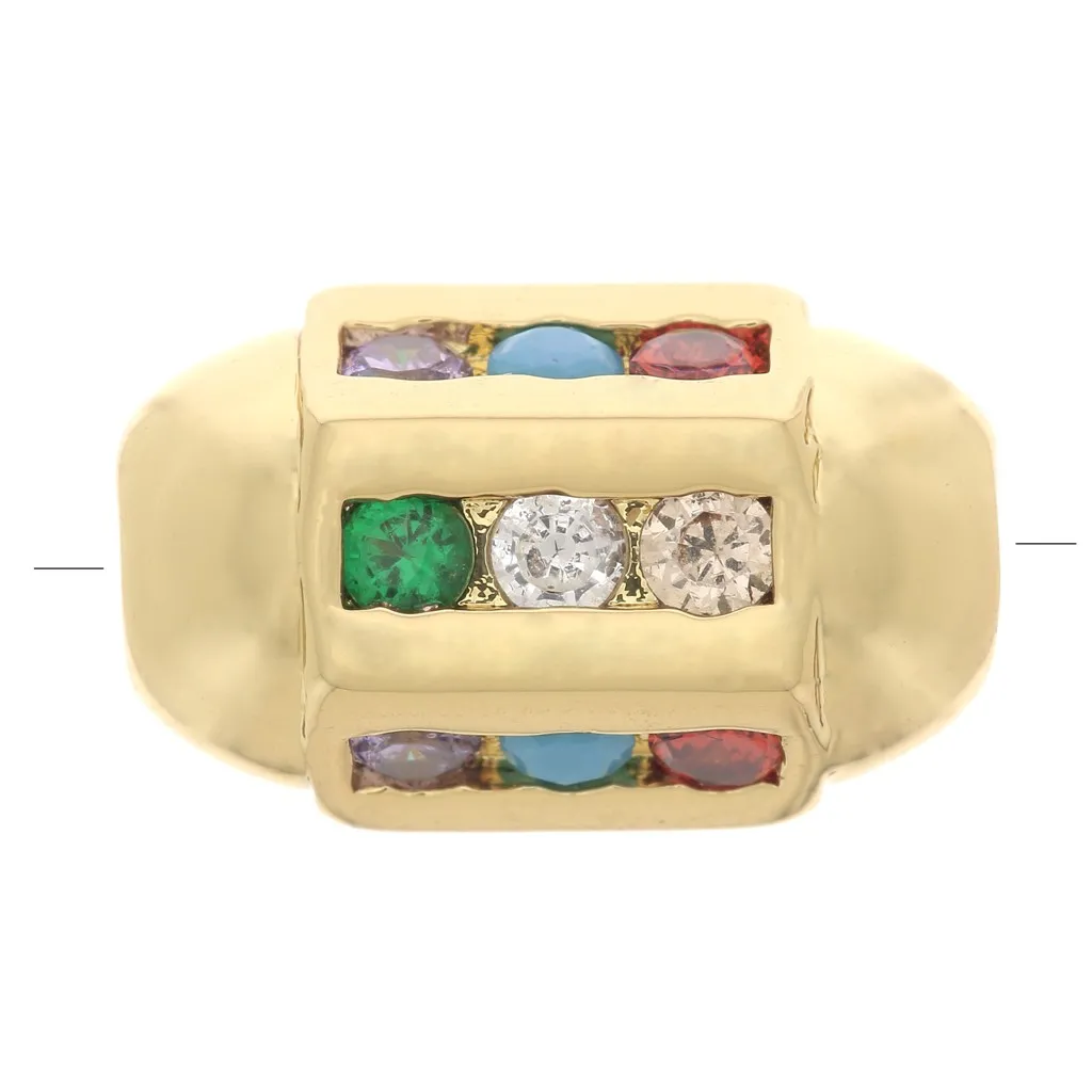 Perlina tubolare esagonale con ossido di zirconio 12x7 mm - Oro - Multicolore x1