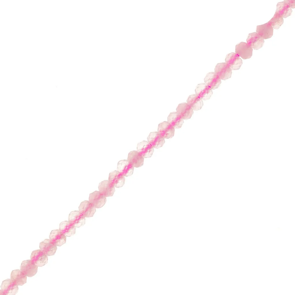 Perline appiattite sfaccettate 3x2 mm - Quarzo rosa x39cm