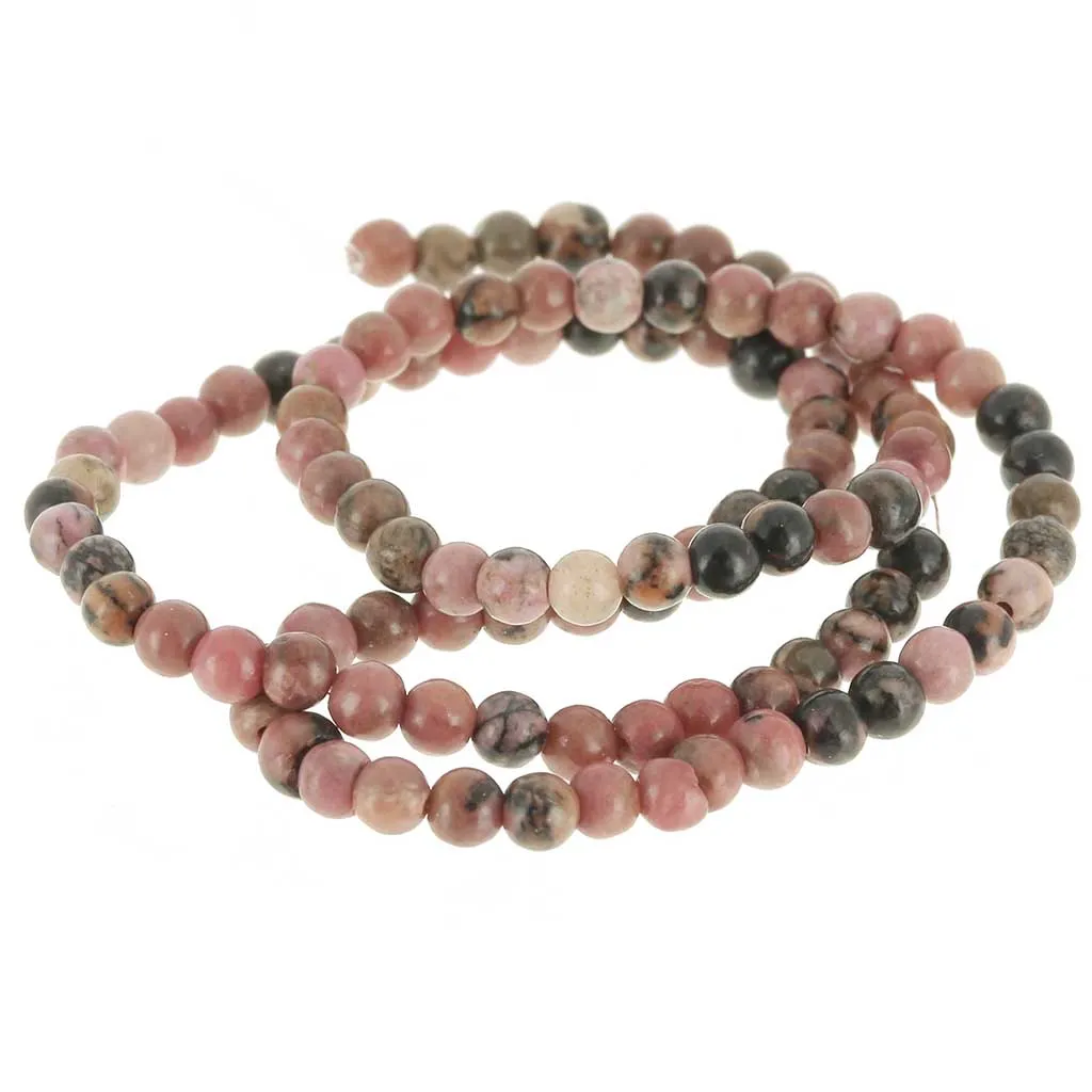 Perline rotonde 4,5 mm in pietra semipreziosa - Rodonite x38cm