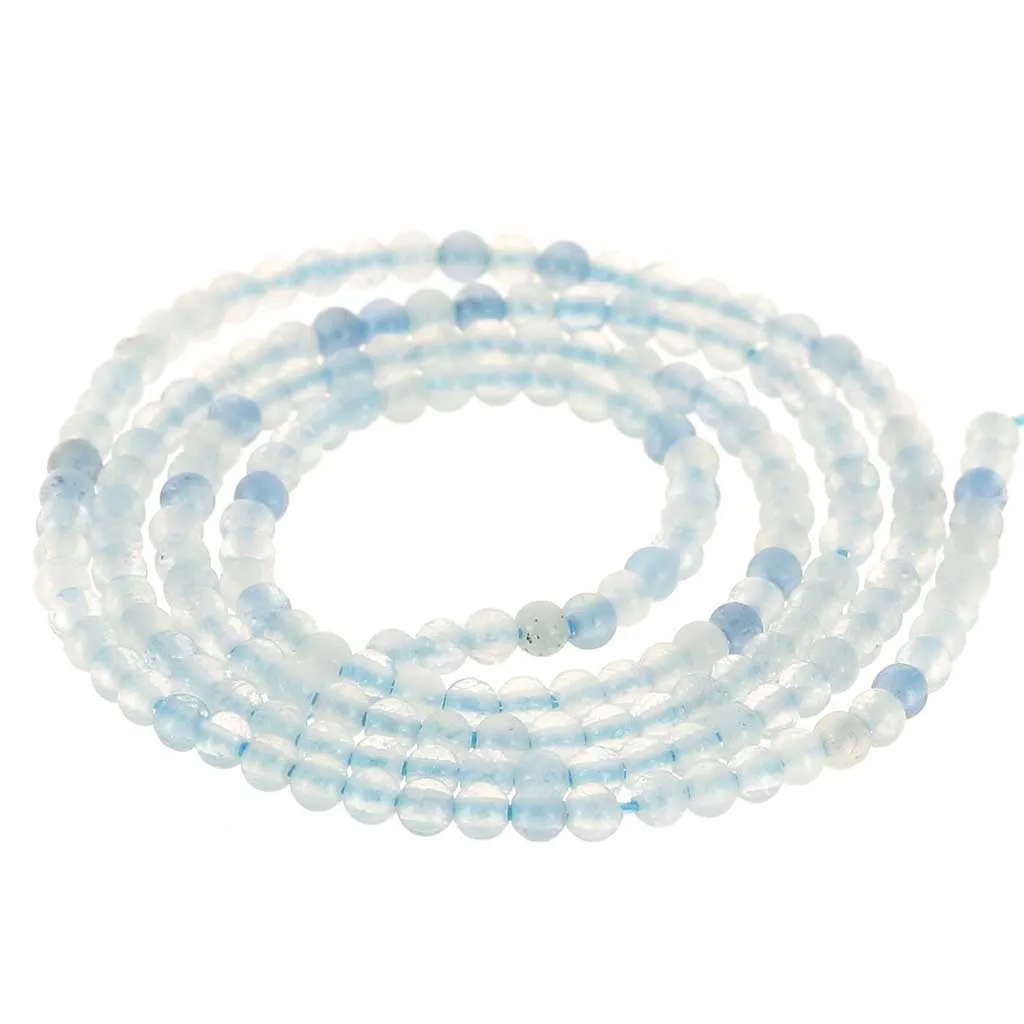 Perline rotonde da 2,5 mm in pietra semipreziosa - Acquamarina x39cm