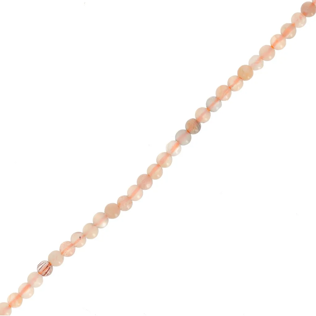 Perline rotonde da 2 mm in pietra semipreziosa - Mix di Peach Moonstone x40cm