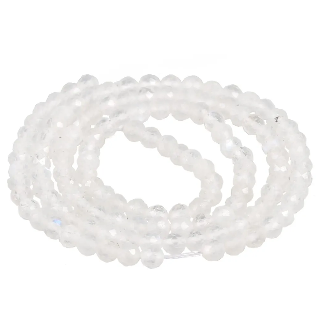 Perline rotonde facettées 3 mm - Pietra di luna x39cm