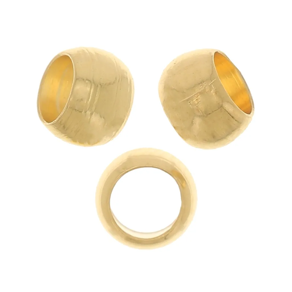 Perline rotonde schiacciabili 4 mm - Dorate in oro fino x25