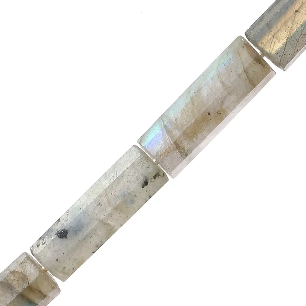 Perline sfaccettate a tubo di pietra preziosa 15x5 mm - Labradorite x5
