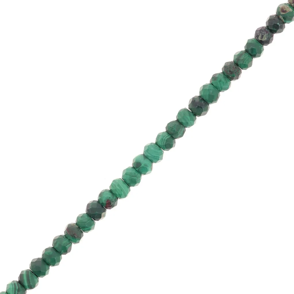 Perline tonde appiattite sfaccettate 3,5x2,5 mm - Malachite x39cm