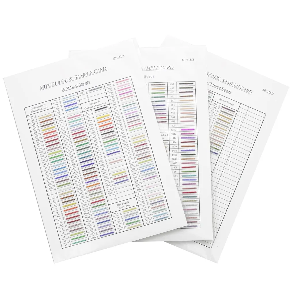 Tabella colori Miyuki Rocailles 15/0 (n°SP-112/1-3) - Fogli 1 - 2 e 3