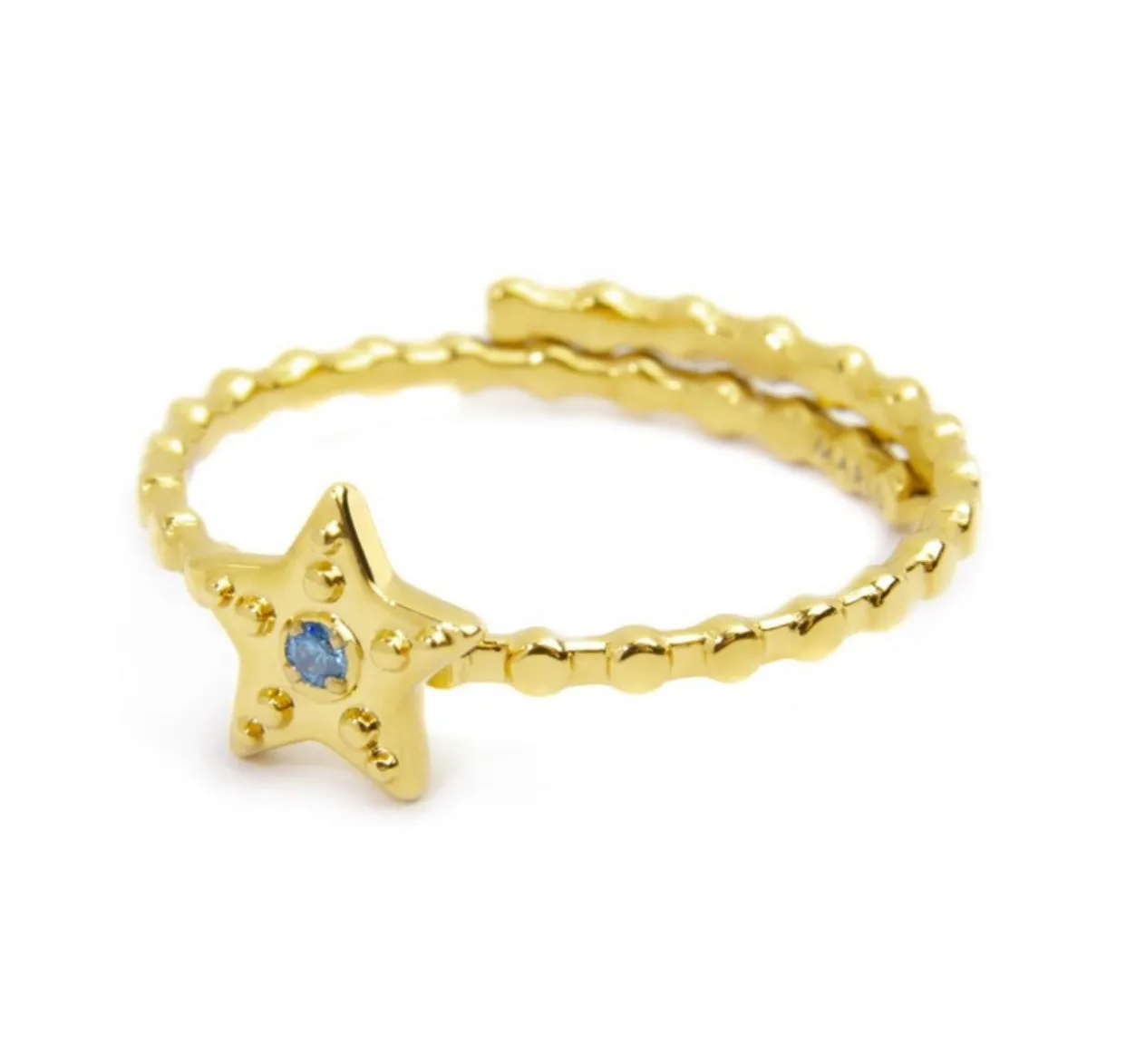 Anello Marlù donna STELLA CON ZIRCONE AZZURRO PVD ORO