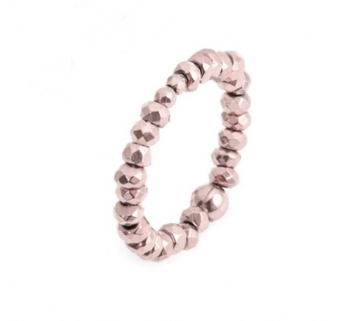 ANELLO DONNA MARLÙ ELASTICO EMATITE SFACCETTATA PVD ROSE'
