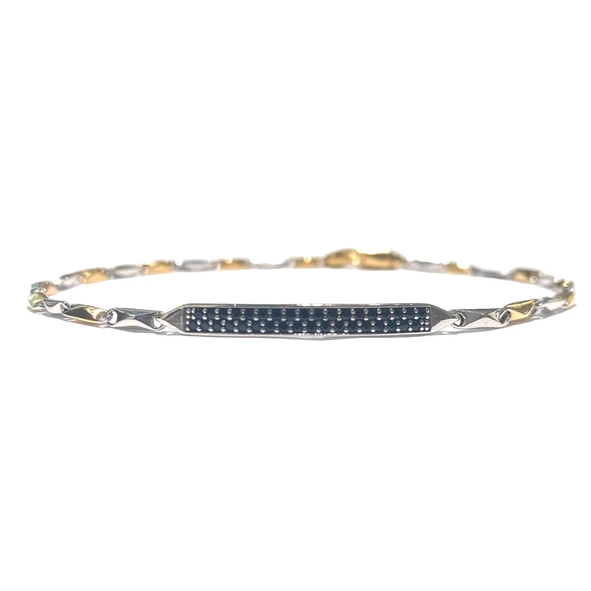 BRACCIALE PIASTRINA E ZIRCONI NERI