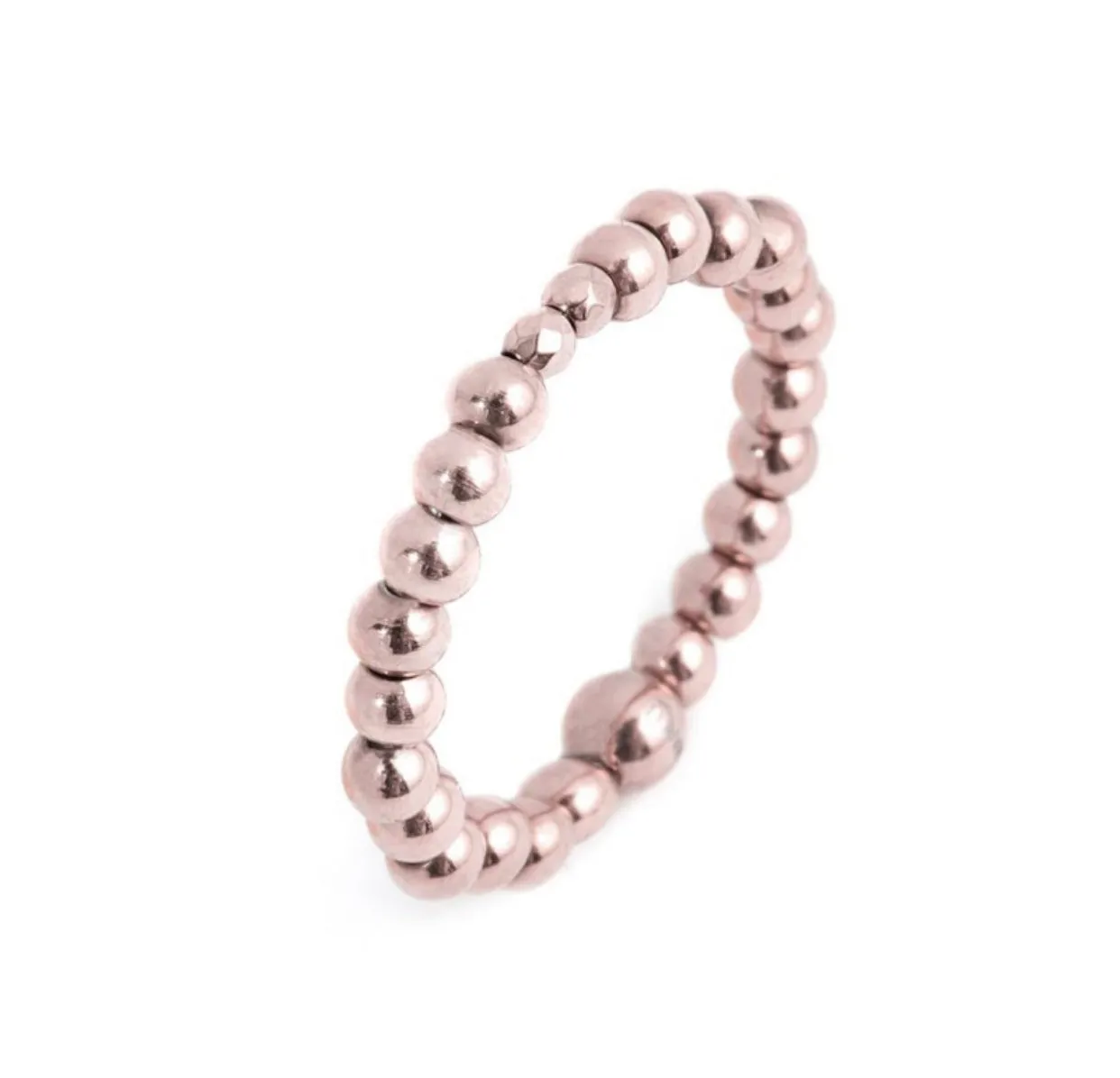 ANELLO DONNA MARLÙ ELASTICO SFERE LISCE PVD ROSE'