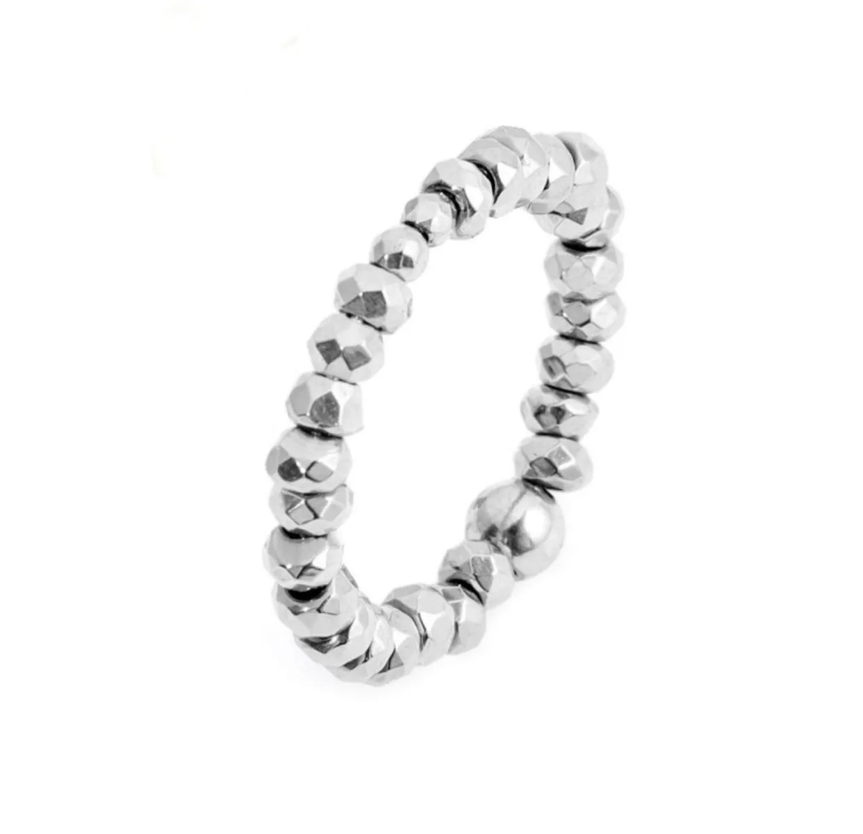 ANELLO DONNA MARLÙ ELASTICO EMATITE SFACCETTATA ACCIAIO