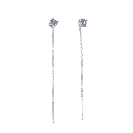 ORECCHINI A FILO CON ZIRCONE LILLA