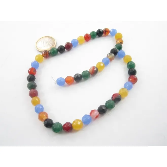 1UN FILO DI AGATE MULTICOLOR SFACCETTATA DIAMETRO 8 MM.