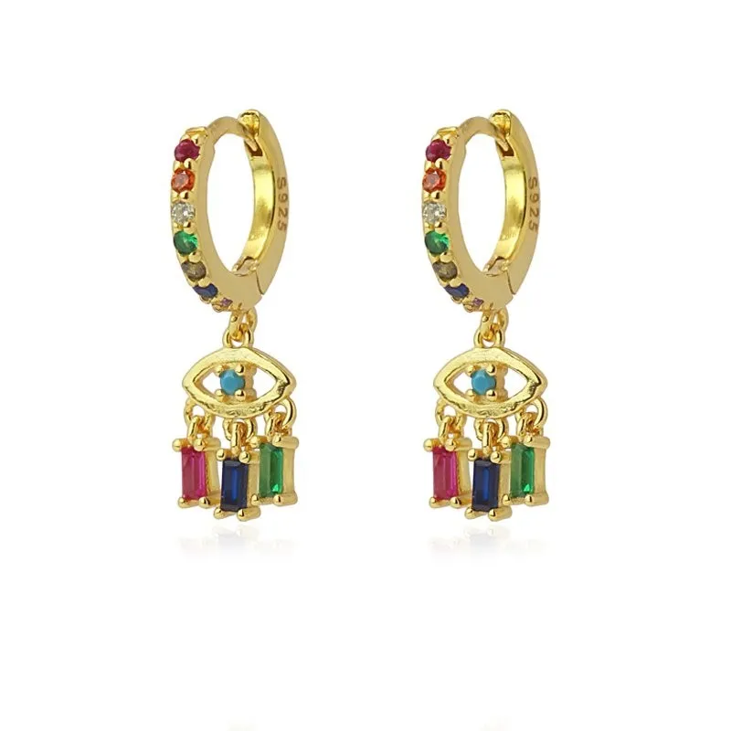 Orecchini a cerchio Anartxy donna Occhio e cristallini pendenti