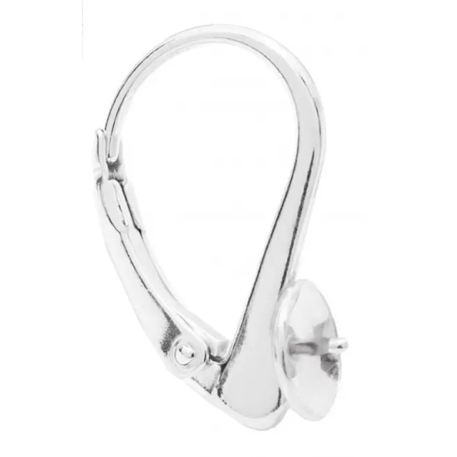 Monachella chiusa con coppetta da incollo argento 925 di 19x12 mm 1 coppia