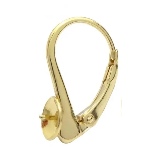 Monachella chiusa con coppetta da incollo argento 925 placcato oro giallo di 19x12 mm 1 coppia