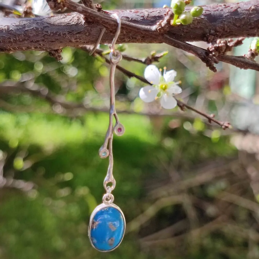 Mono orecchino in argento 925 con Turchese - Pezzo unico