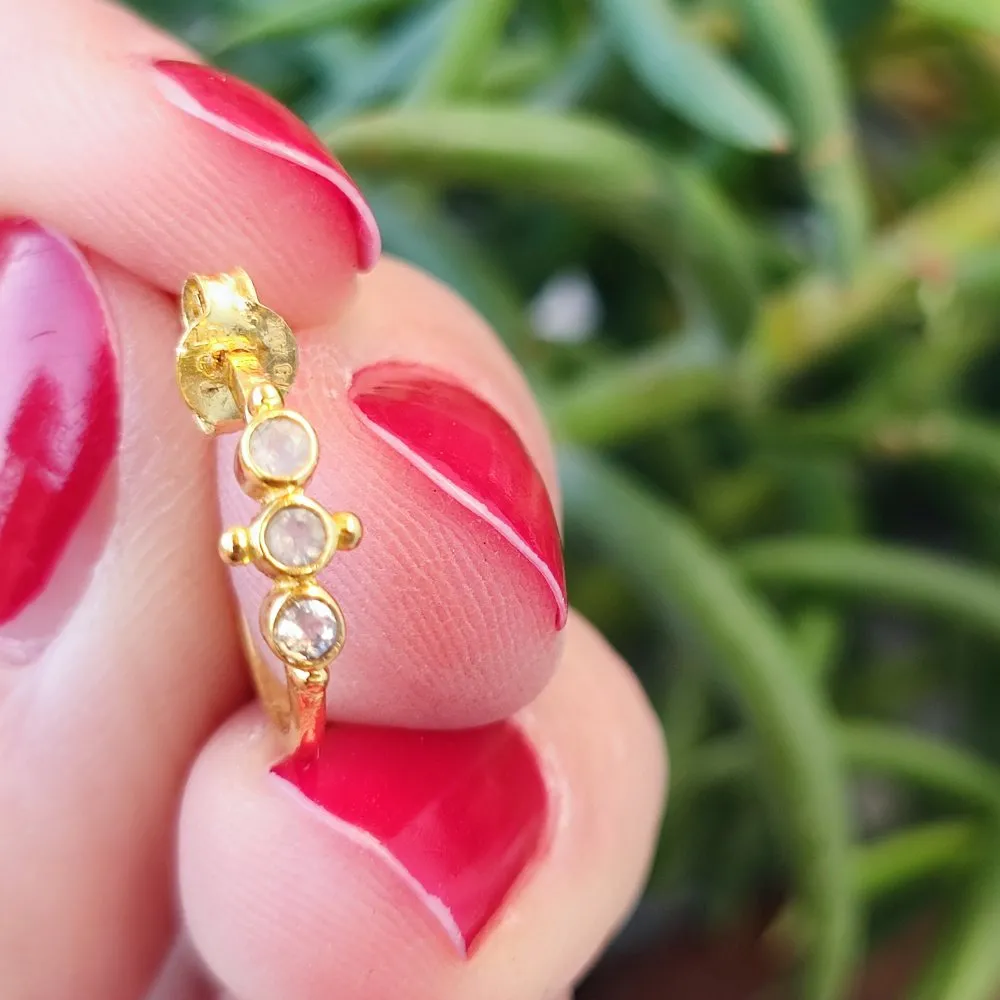 925 Silver Gold Plated Earrings with Stone - TURIBERNA