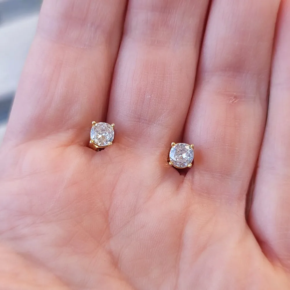 925 Silver Gold Plated Earrings with Stone - LIDYA