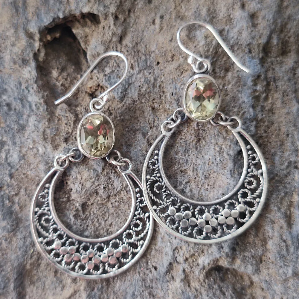 Ethnische OHRRINGE mit Stein aus 925er Silber – NADYAL