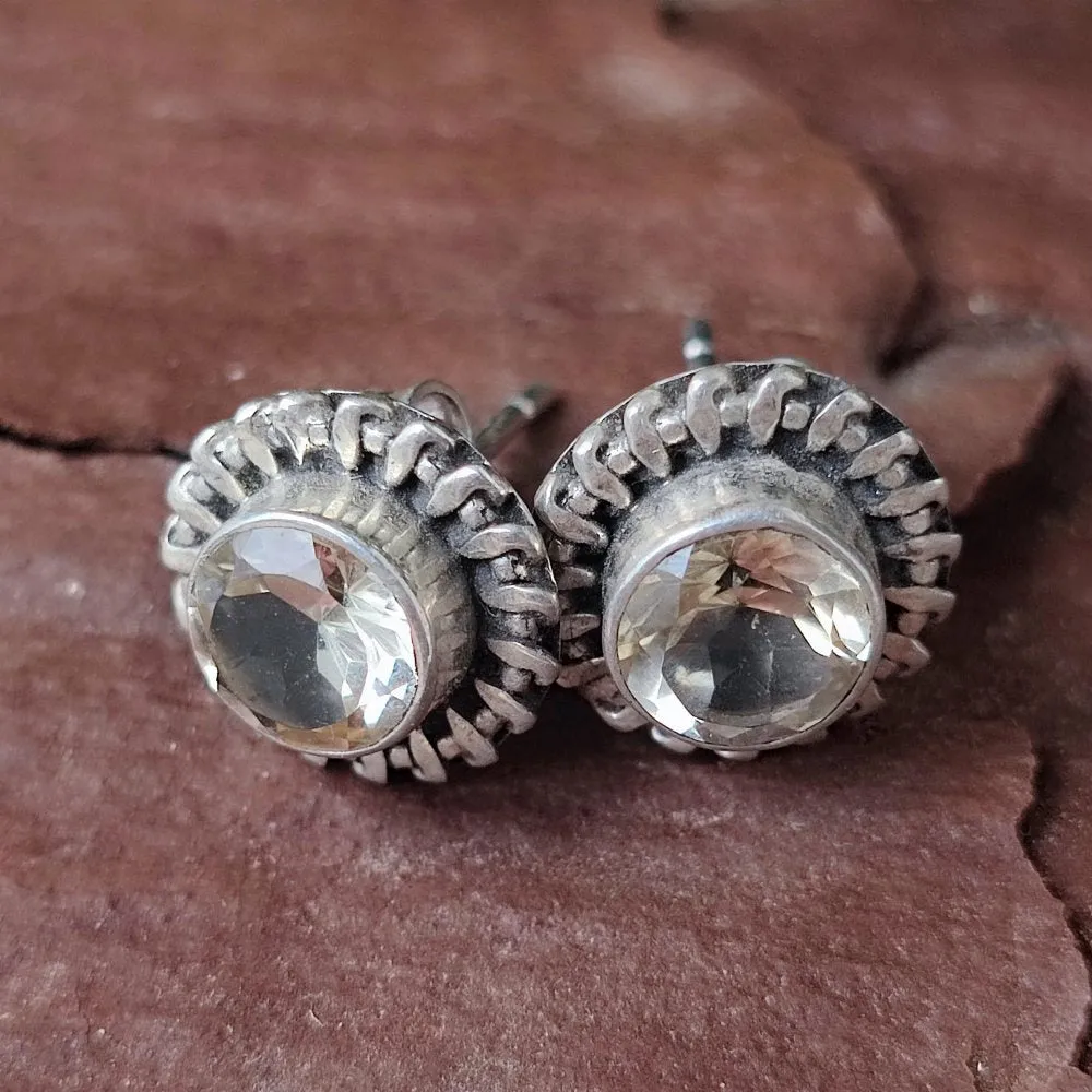 Ethnic EARRINGS with stone in 925 silver - CHAMARGAN