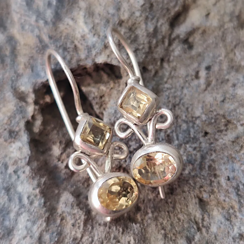 Ethnische OHRRINGE mit Stein aus 925er Silber - AOHBILAM