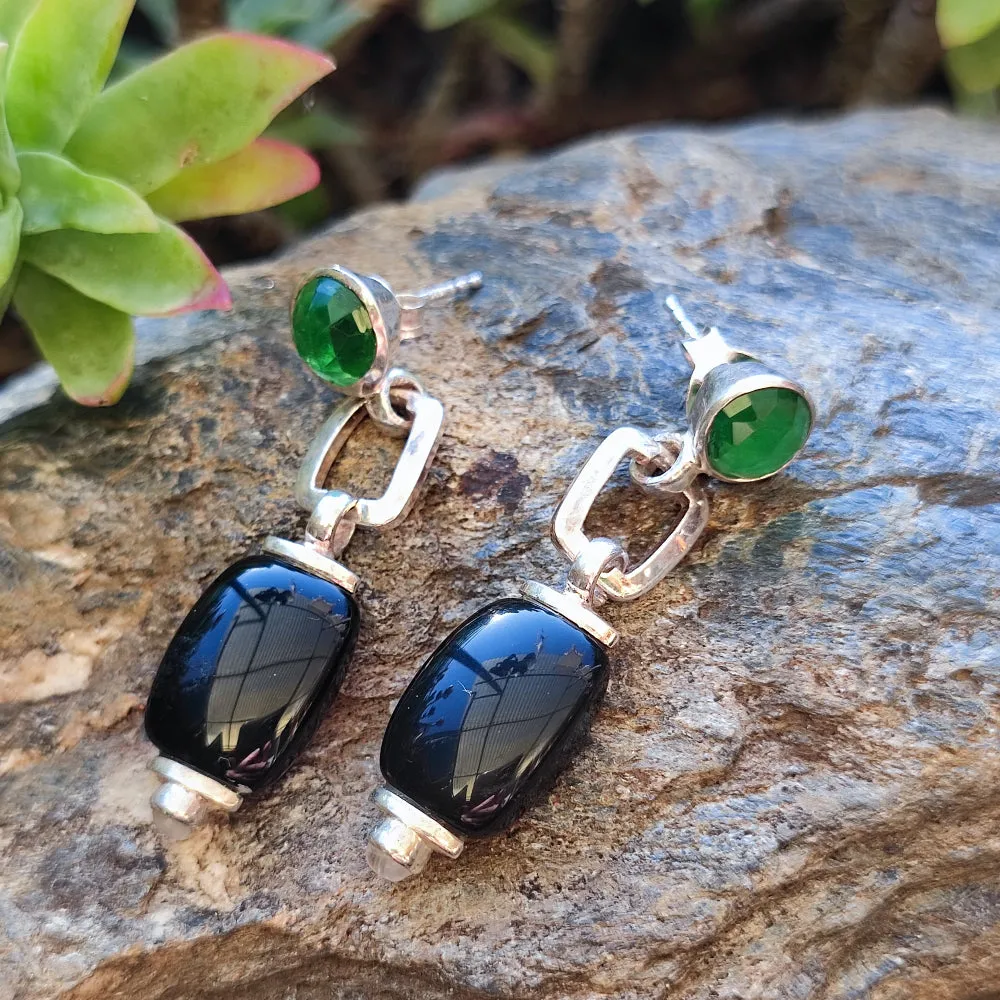 Ethnische Ohrringe aus 925er Silberstein - BAIDHAN