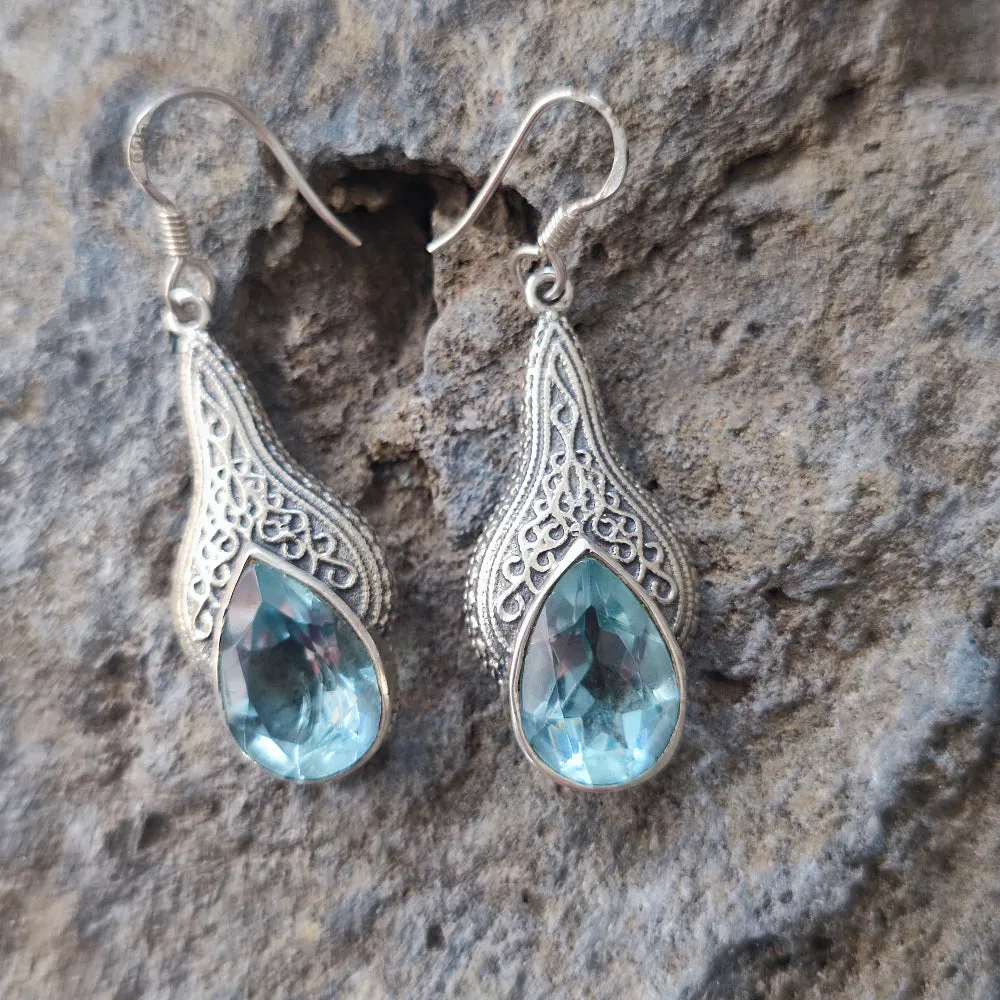 Ethnische OHRRINGE mit Stein aus 925er Silber - DHONE