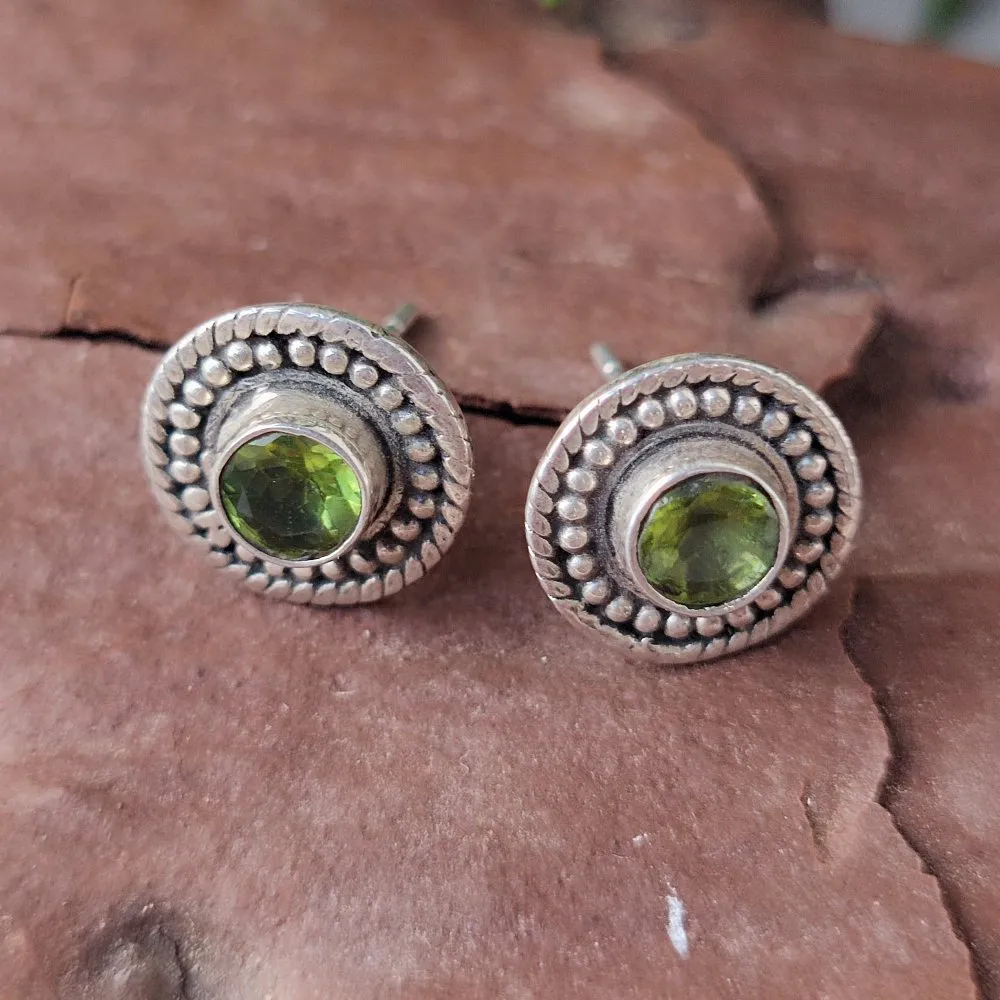 Ethnic EARRINGS with stone in 925 silver - GOKUNDI