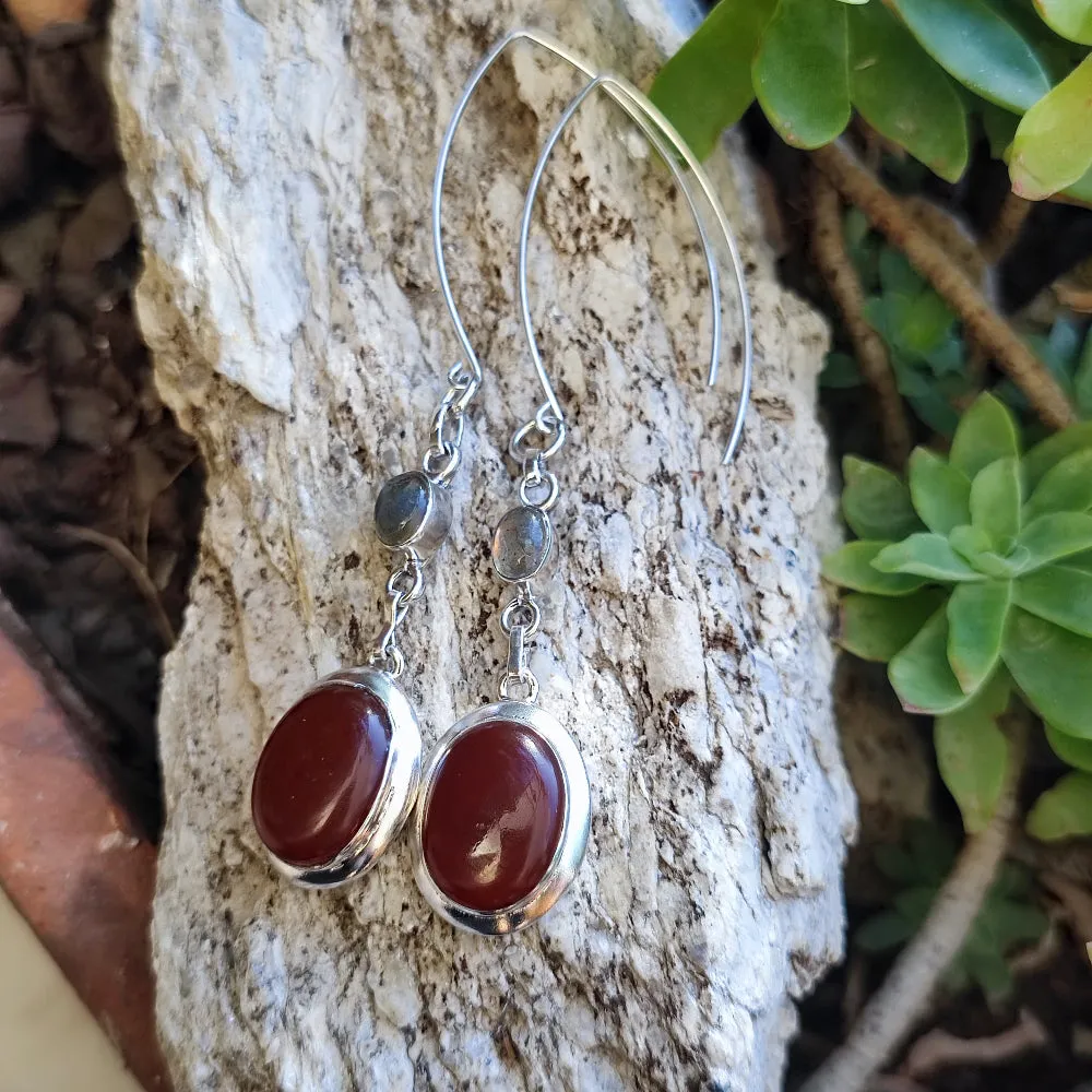 Ethnische Ohrringe aus 925er Silber Karneolstein - KHUNTI