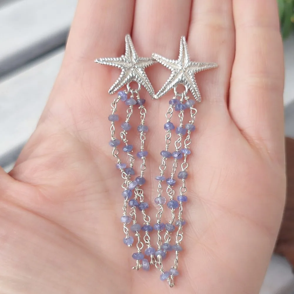 Handmade EARRINGS in silver with stone - LOTHAN