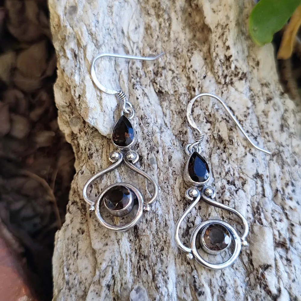 Ethnische Ohrringe aus 925er Silberstein - MATHURA