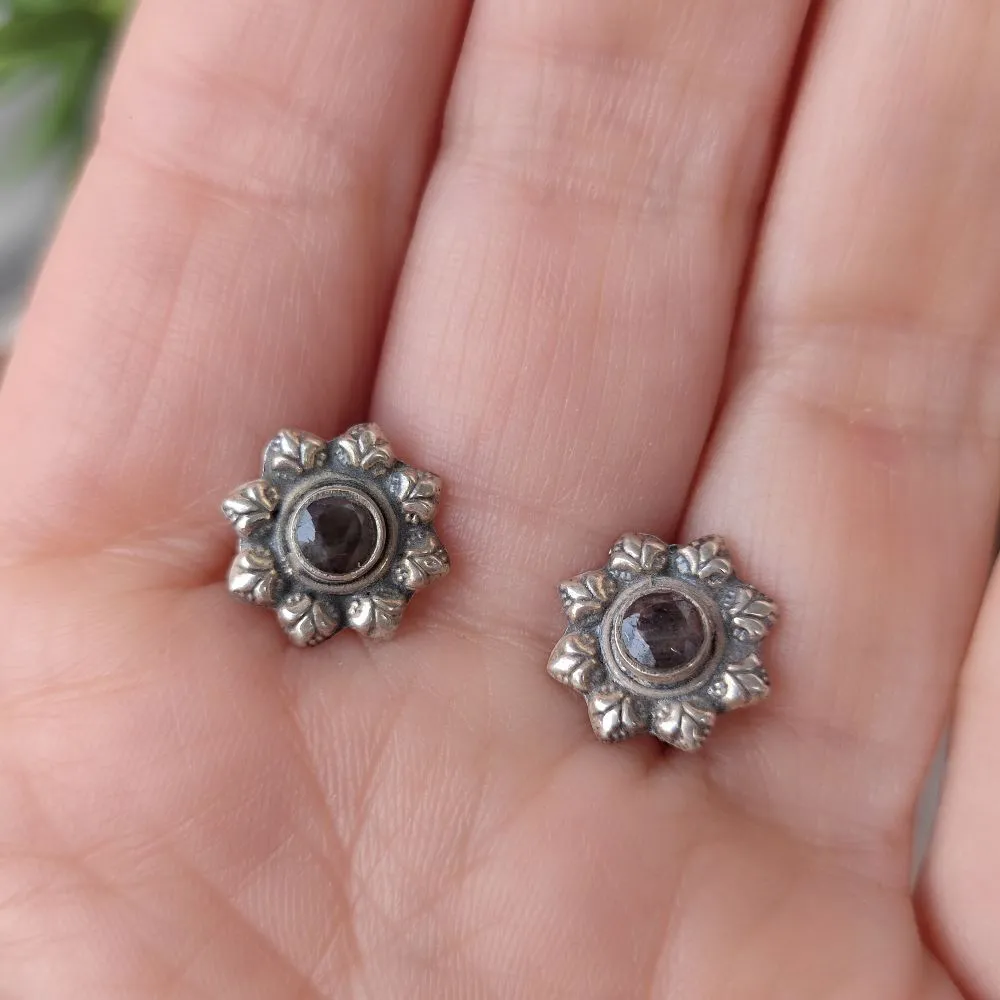 Ethnic EARRINGS with stone in 925 silver - NEKURSENI