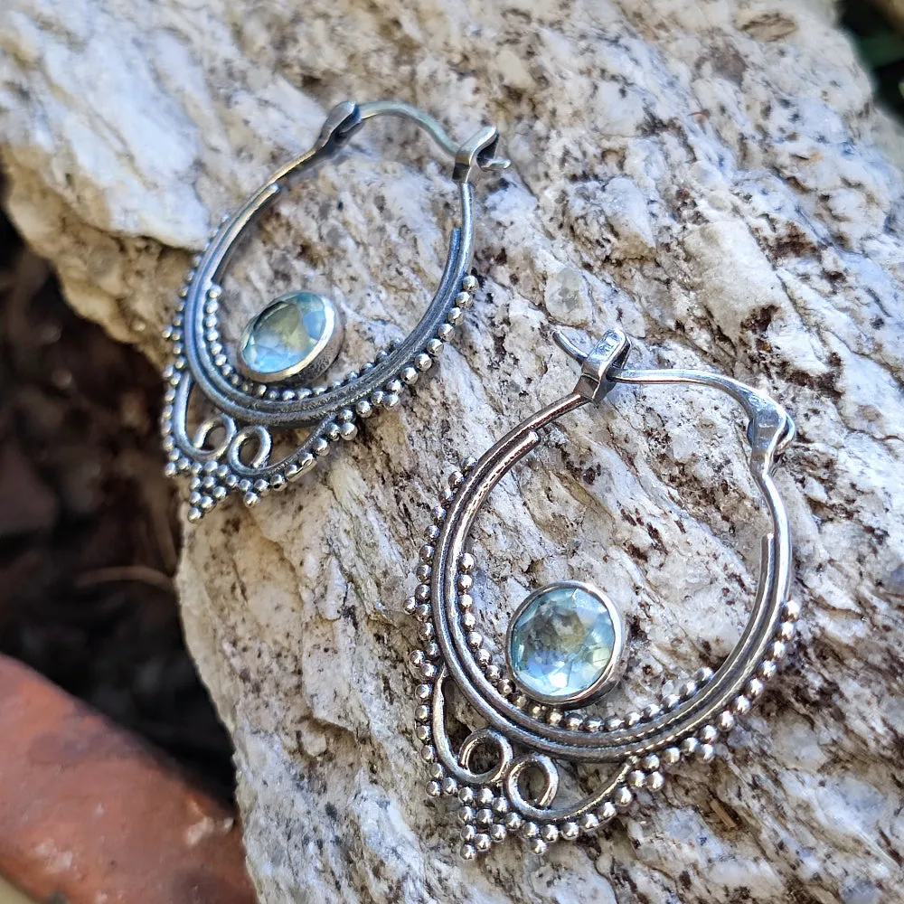 Ethnische Ohrringe aus 925er Silberstein - PADMA