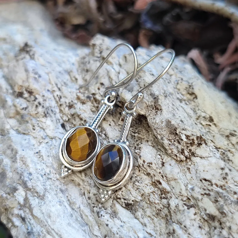 Ethnische OHRRINGE mit Stein aus 925er Silber – PANKI